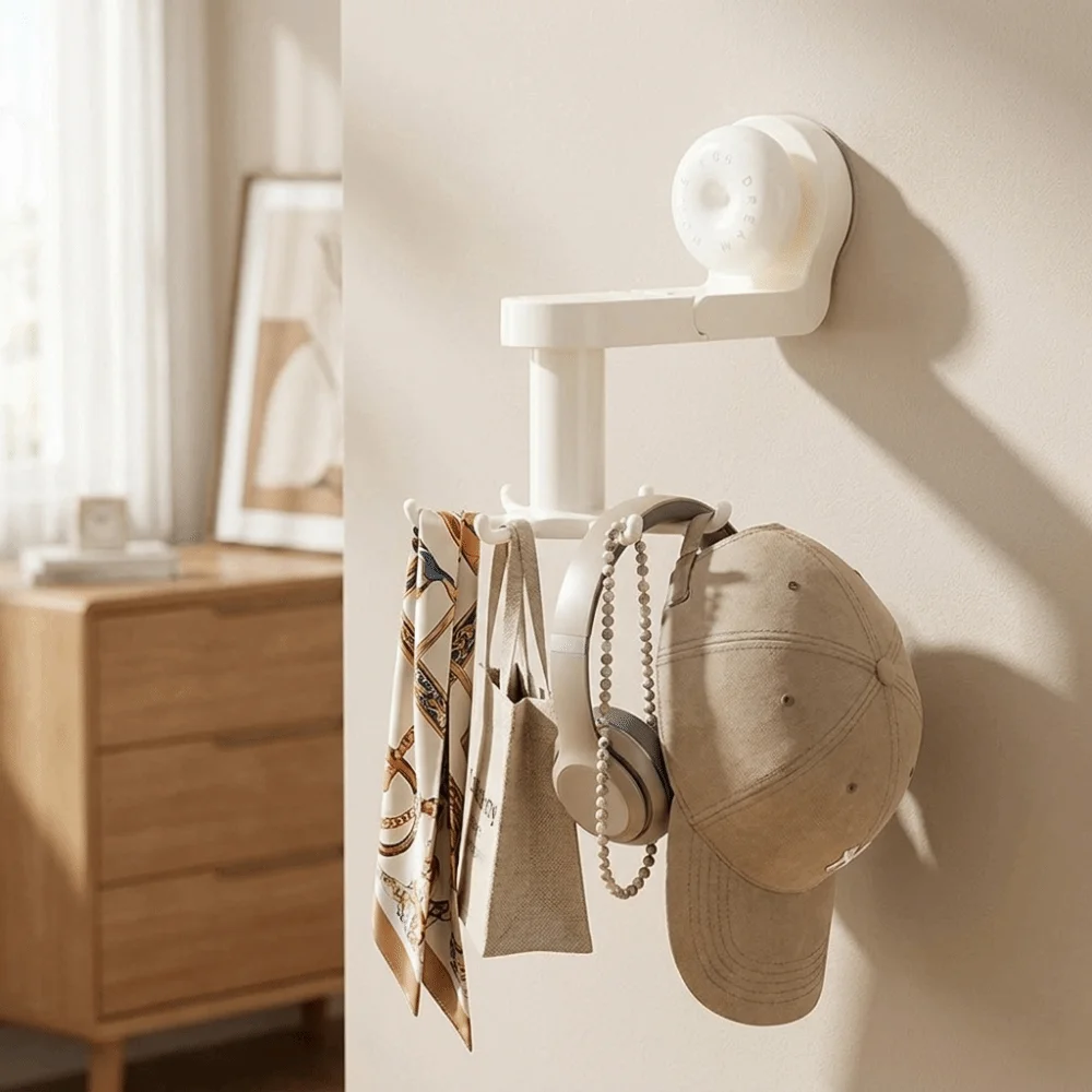 Rotatable Kitchen Rotating Hook Six-Claw Space-Saving Suction Cup Hook with Suction Cup Spatula Storage Rack Indoor Storage