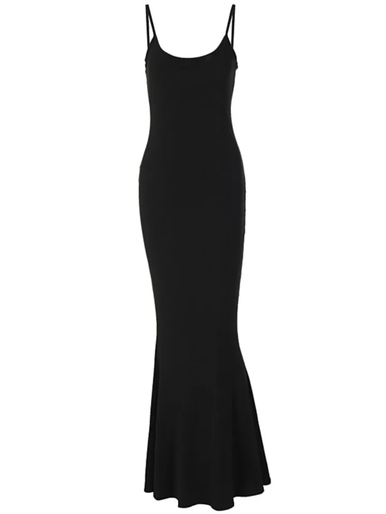 Sexy Slim Spaghetti Strap abiti donna estate moda tinta unita pacchetto Hip Bodycon Party abito lungo femminile Trendy Streetwear