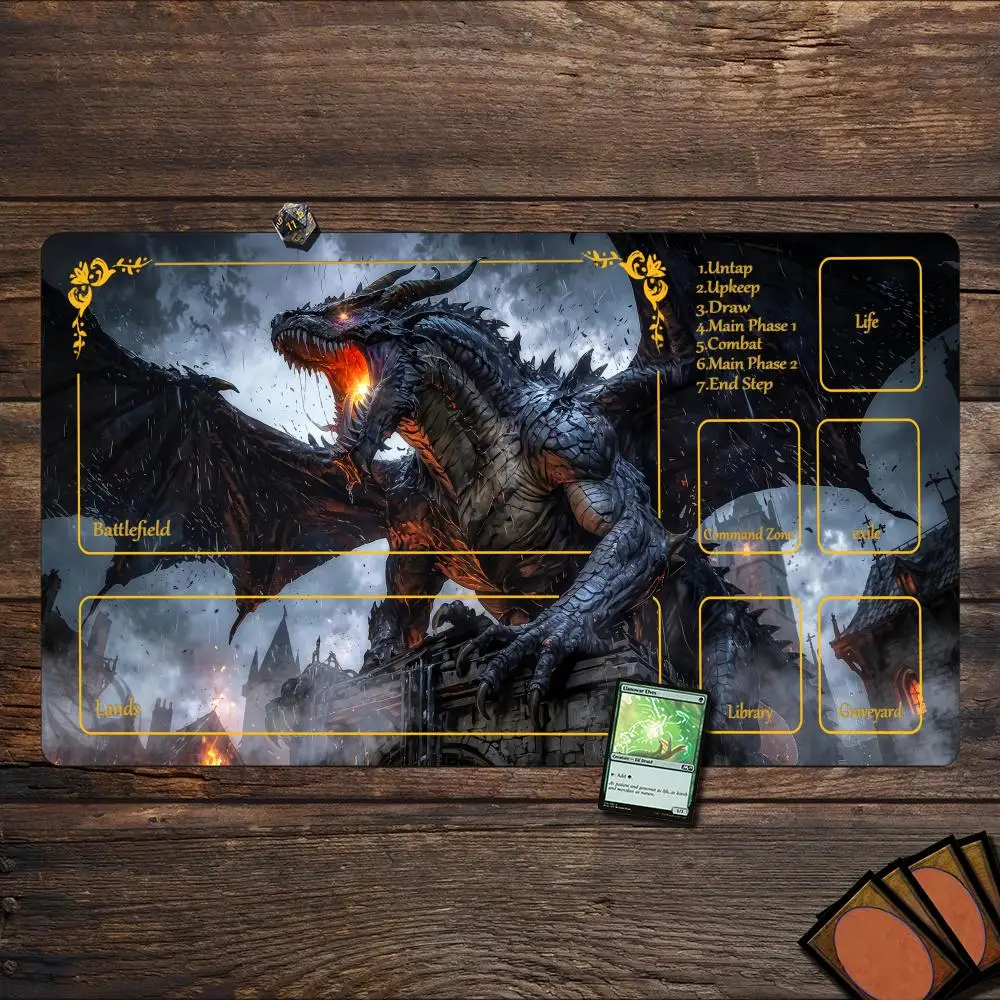 Spielmatte MTG Spielmatte Dragon Mouse Matten rutschfest, langlebig, genähte Kanten, 35 x 60 cm, Schreibtischunterlage, Tapete Magic MTG Gaming-Mauspad