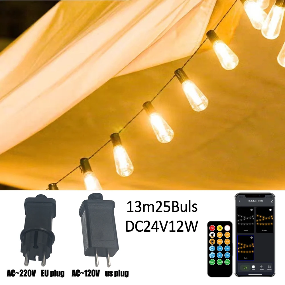 

S14 Outdoor Lights DIY String Lights 3Modes Adjustable Remote Control Lights Bulbs for Patio Garden Outside Backyard Christmas