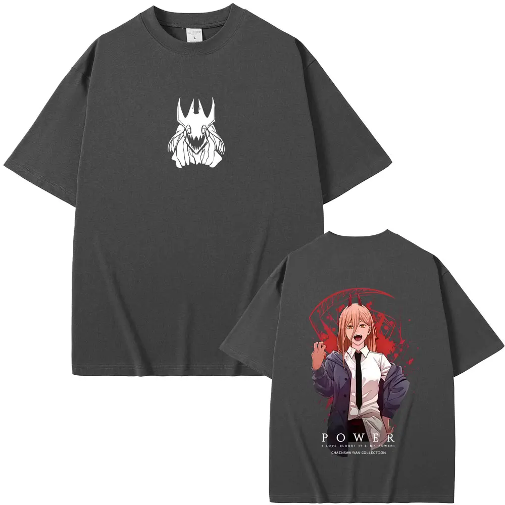 Japanese Anime Chainsaw Man Power Graphic T-shirt Men Women Manga Casual Humor Oversized T Shirts Male Fashion Vintage  T-shirts