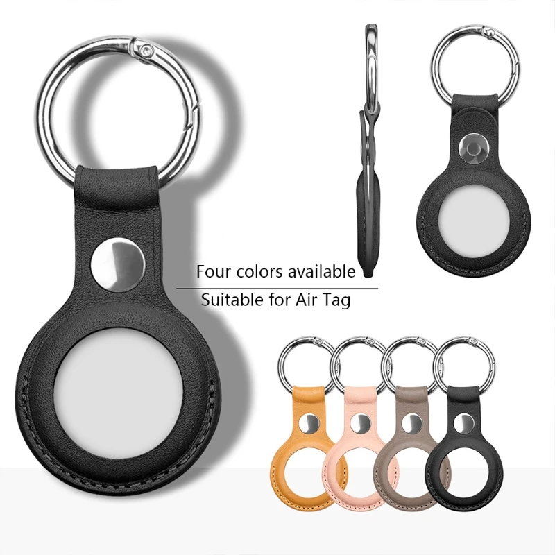 for Apple Airtag Case Keychain&PU Leather Air Tag Holder Protective Tracker Case with Loop Key Ring for AirTags Protective Cover image 2
