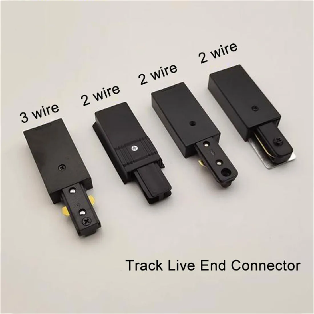 Black White 2 Wire 3 Wire Track Live End Connector with End Cap for Tracking, Live End Conduit Wire to Power Track from Electric