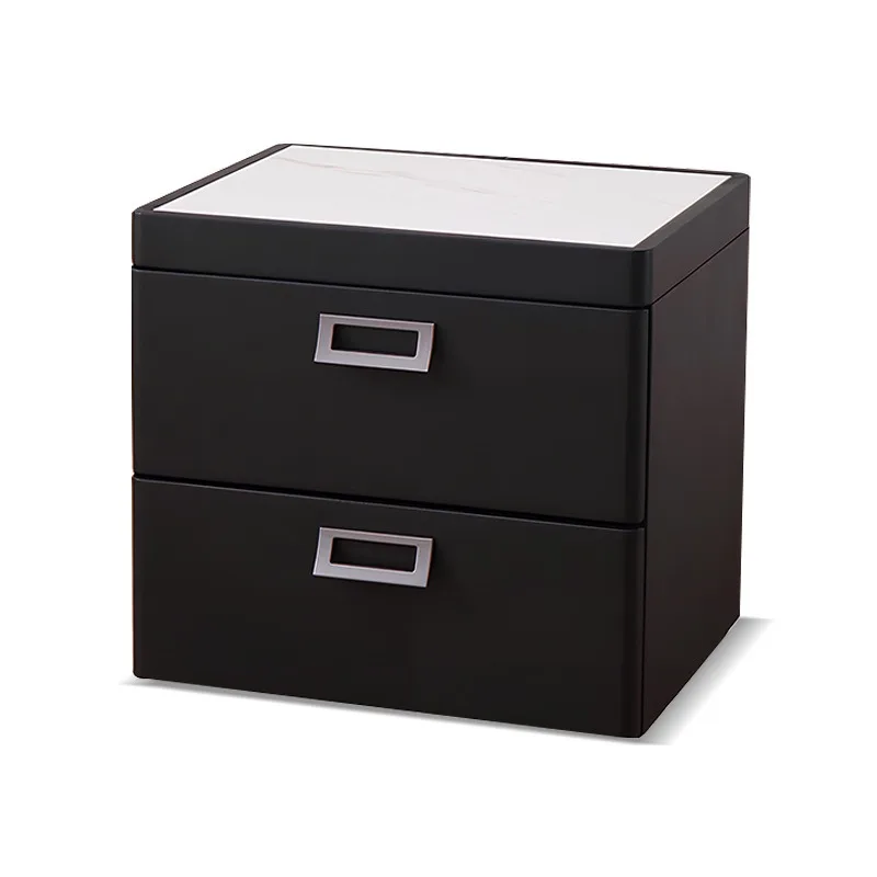 Modern simple household bedroom light luxury solid wood rock slab locker, Italian bedside storage cabinet
