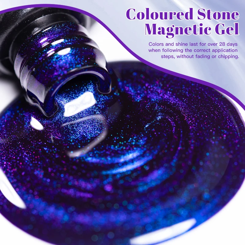 Vernis à ongles Gel magnétique chat pierre précieuse colorée violet Gel UV tremper les ongles vernis Gel magnétique Nail Art DlY pour Salon à la maison