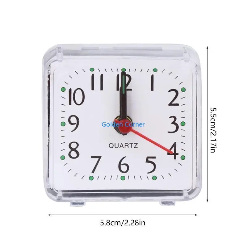 E15D Mini Square Alarm Clock Analogs Nonticking Battery Operated Clocks