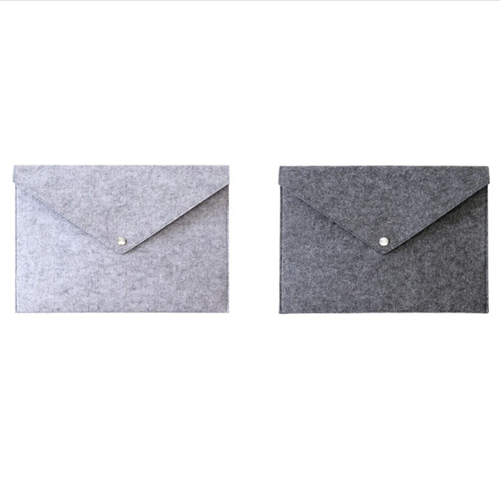 

A4 Felt File Folder 34X25X0.5Cm Button Closure Document Carrier Bag Dark Grey Light Grey Portable Paper Organizer For