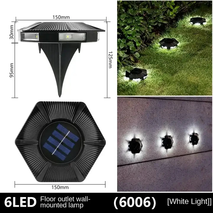 

2025 Pop Factory 6 LED Solar Ground Step Light Outdoor Waterproof Garden Lawn Floor Light Lane Light Spot