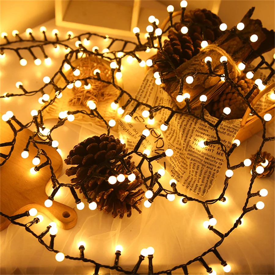 8 Modes Round Ball Garland Fairy Lights Outdoor Waterproof 10M 500LED Firecracker String Light for Party Wedding Christmas Decor