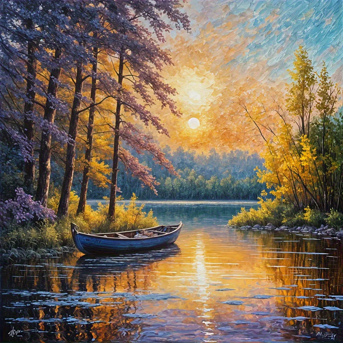 

500/1024PCS Paper Jigsaw Puzzle Small Boat in Sunset Lake Suitable for Leisure and Entertainment Modern Home Decoration Gift