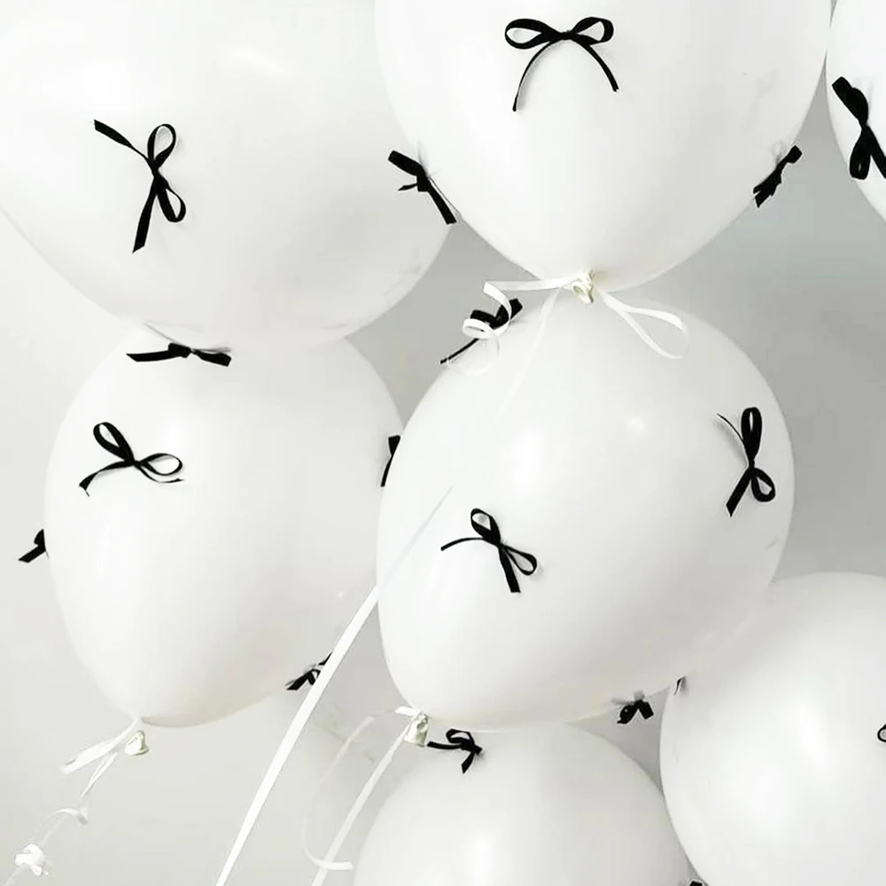 39 Stücke Weiße Schleife Luftballons Set DIY Mini Schwarz Band Bögen Ballon Hochzeit Party Dekoration Geburtstag Baby Dusche Globos Jahrestag