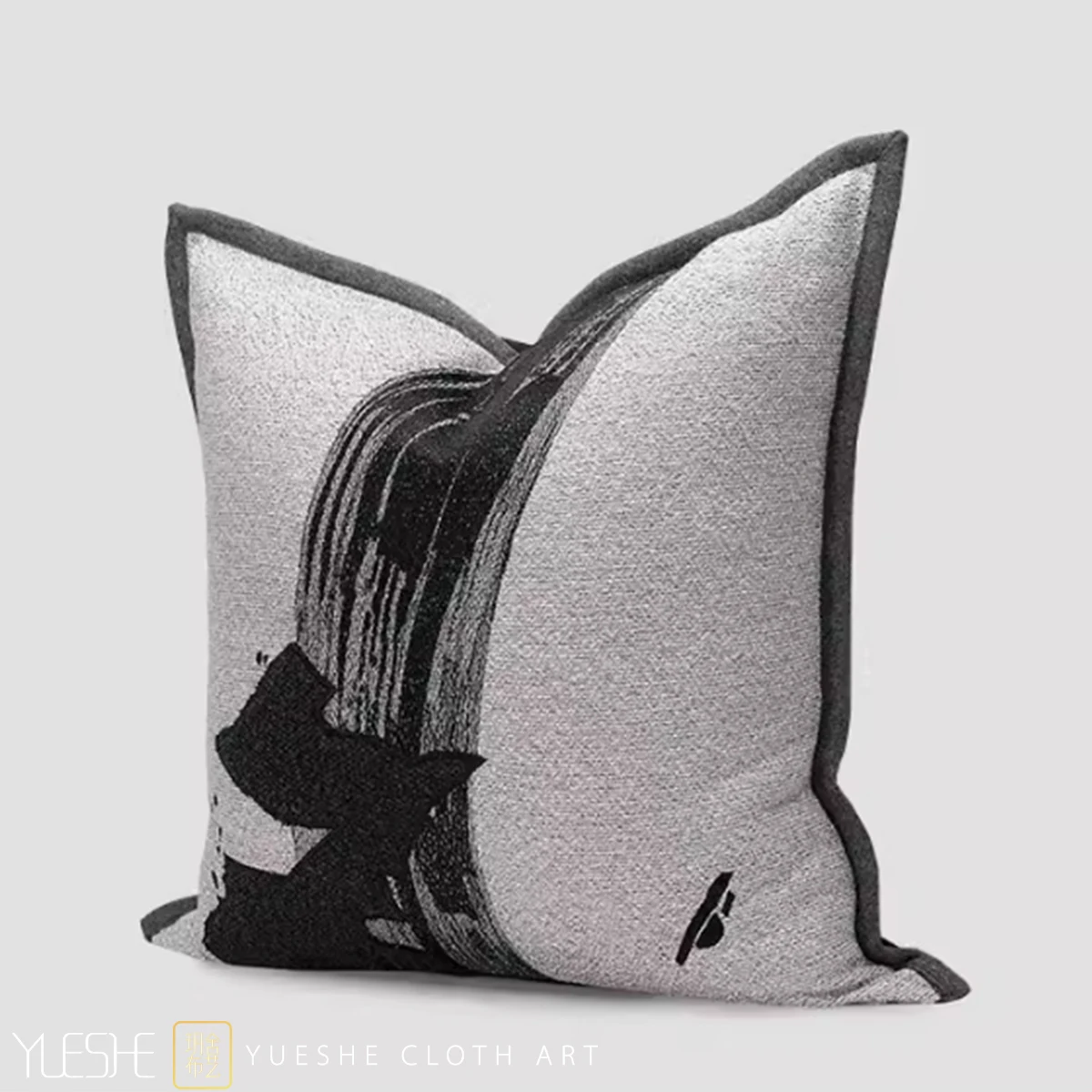 New Chinese style pillow model room modern luxury sofa cushion black-and-white ink pattern embroidery against the bag pillow