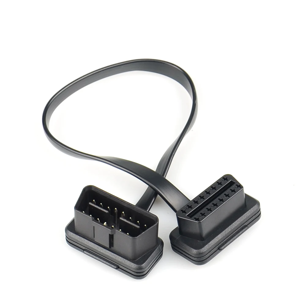 30/60/100CM Flat+Thin As Noodle 16 Pin Socket OBD OBDII 16Pin Male To Female Car Scanner OBD2 Extension Cable Connector