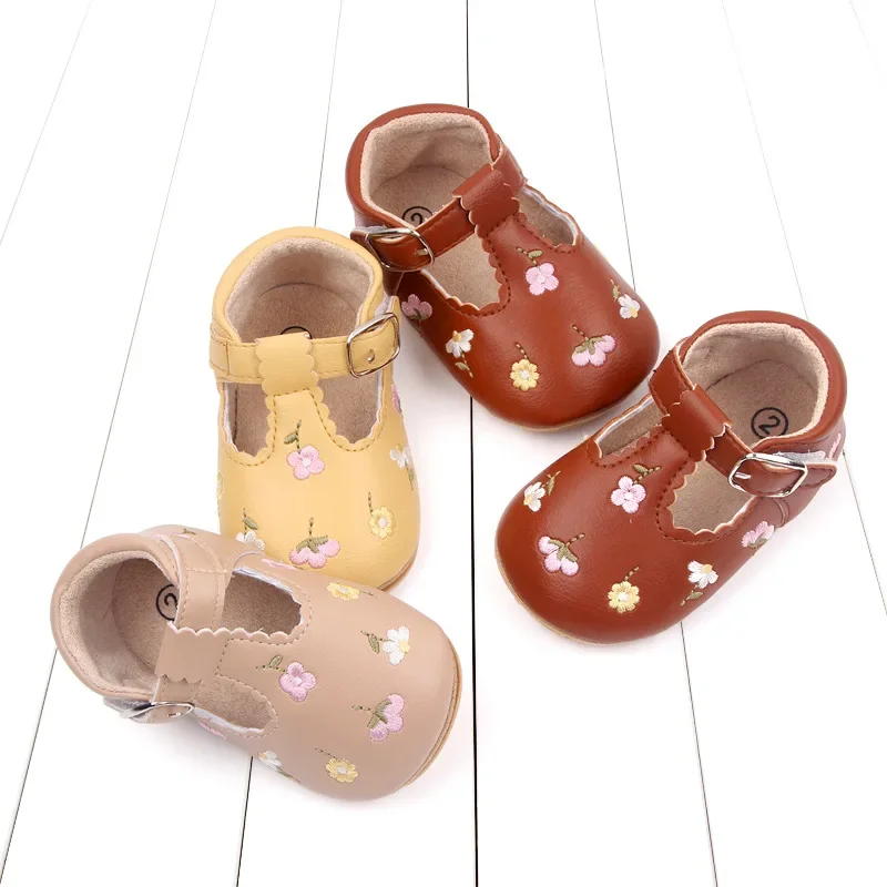 

Fashion Infant Girls Shoes Soft Sole Footwear Toddler Cute Flowers Princess Dress Flat for 1 Year Newborn Birthday Gifts Baby