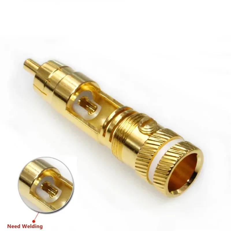 RCA Connector Plug Male Headphone Terminal Gold Plated Copper WBT-0144 With Screw Locking For Soldering Audio Video Cable