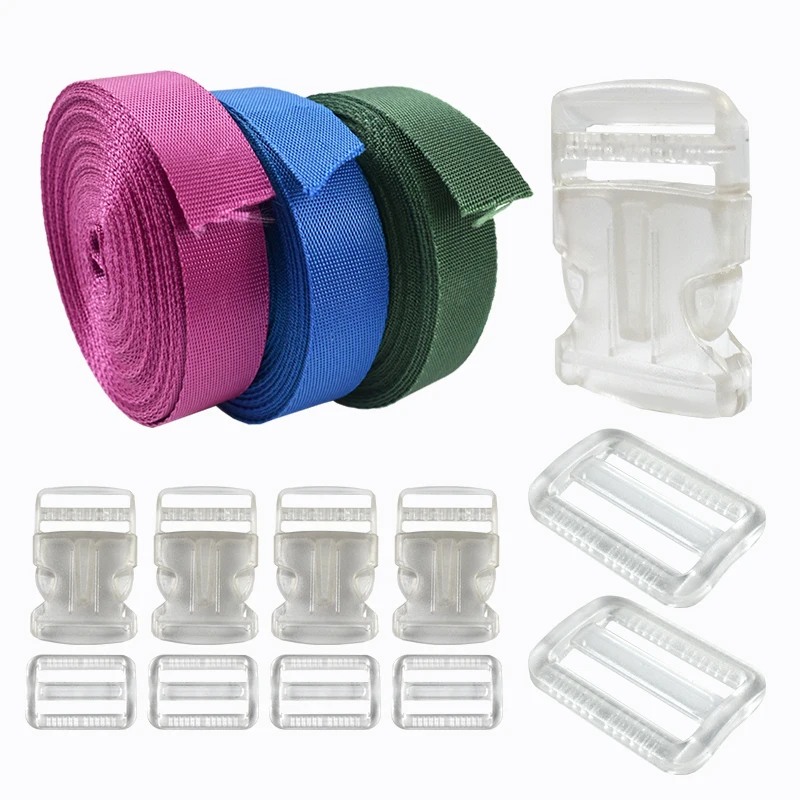 5–40 Sets Meetee 32/38 mm Gepäckgurt-Reparaturzubehör, Kunststoff-Entriegelungsschnalle, Taschen, Nylon-Gurtband, verstellbarer Schieber-Clip-Verschluss – Detail 2