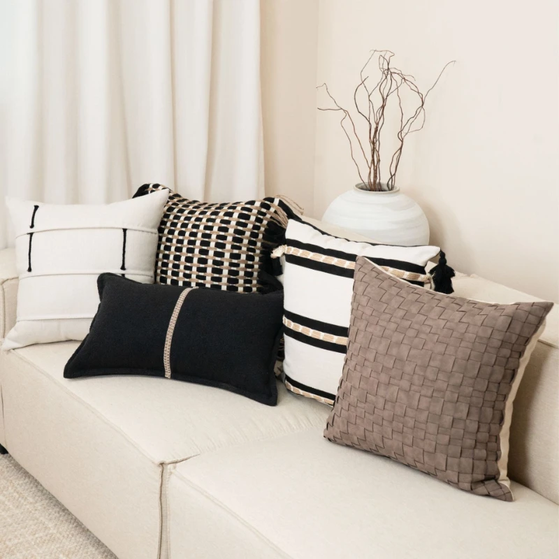 30x50/45X45/50X50CM Black White Throw Pillow Cover Homestay Simple Stamping Waist Cushion Cover Decor Home Decorative Pillowcase