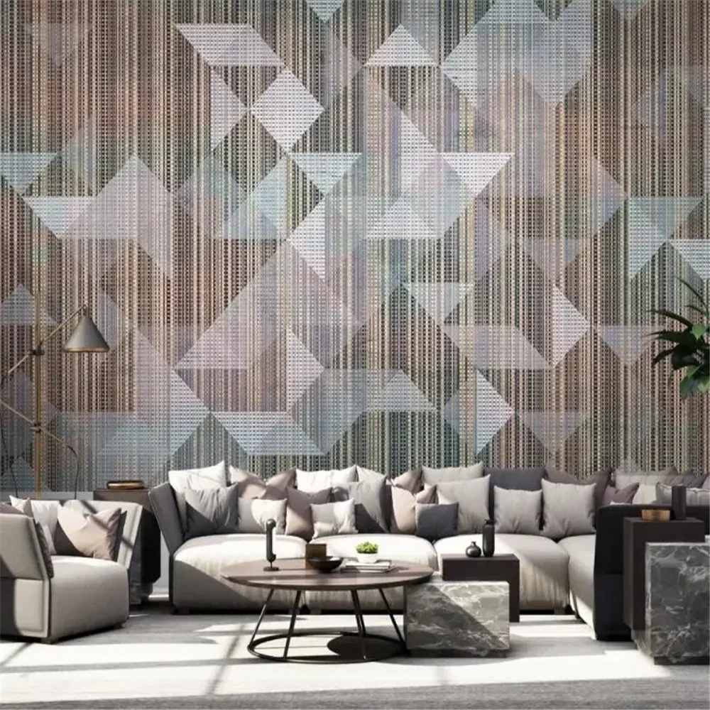 Custom Simple geometric vertical bars Wall Paper Eco-friendly Bedroom Simple wall papers home decor 3D Mural Wallpaper Stickers