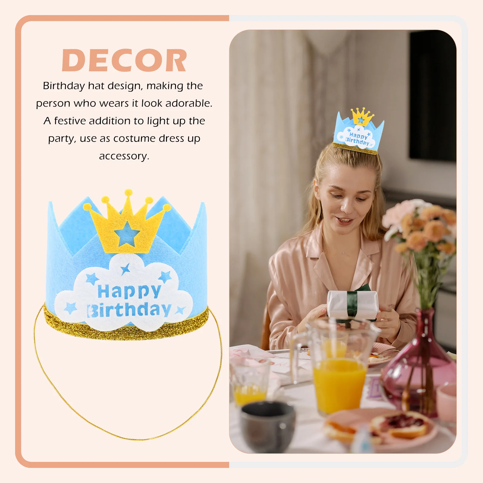 

6Pcs Birthday Hat Party Crowns Colorful Adorable Kids Accessories for Birthday Supplies Decor Party Crowns Decorative Hats