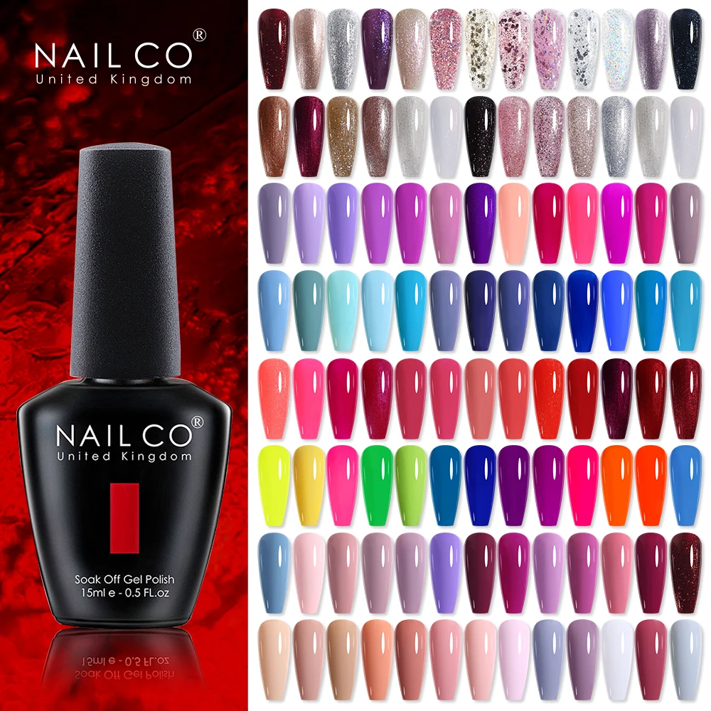 

NAILCO 15ml 333 Color Lacquer Varnish Set Semi Permanent UV LED Gel Nail Polish Soak Off DIY Nail Art Design Top Coat Base Coat