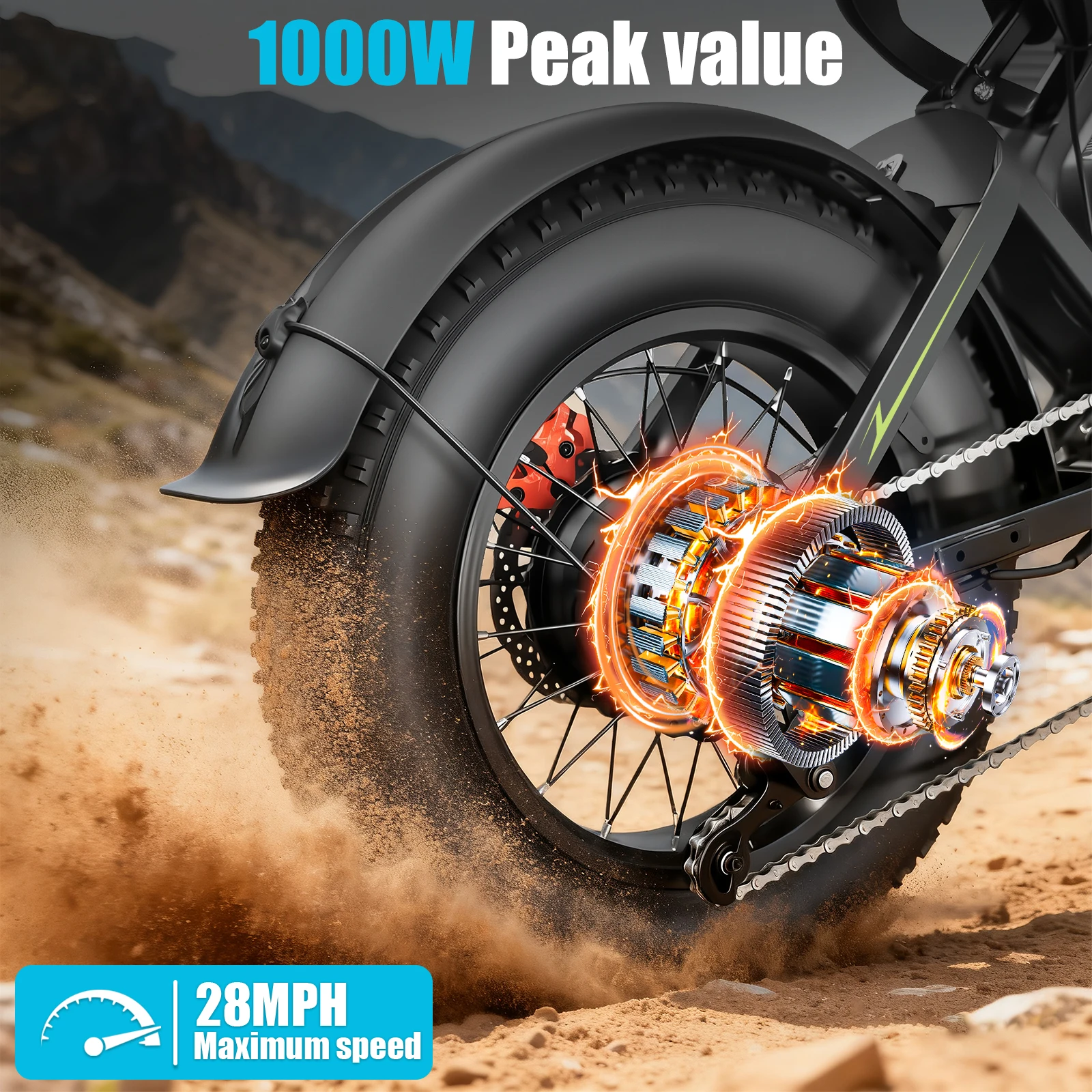دراجة كهربائية 1000 واط موتور 48V15AH بطارية ليثيوم دراجة كهربائية فرامل قرصية مزدوجة 28MPH31 ميل 16*4 بوصة الدهون الإطارات الثلوج E-الدراجة