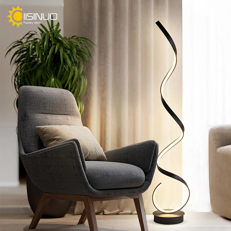 

Modern LED Strip Floor Lamp Bedroom Bedside Black White Floating Light For Living Room Sofa Study Reading Light Fixture Lighting