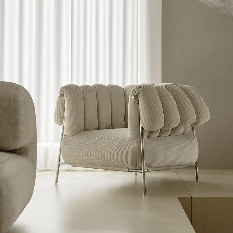 

French light luxury single sofa chair, cream style