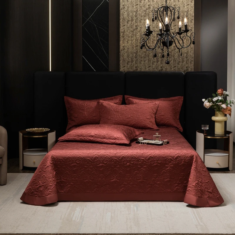 Luxury Lyocell Soft Silky Embossing Quilted Bedspread, Summer Mat, Bed Cover, Mattress Topper Coverlet, Bed Sheet, Pillowcases
