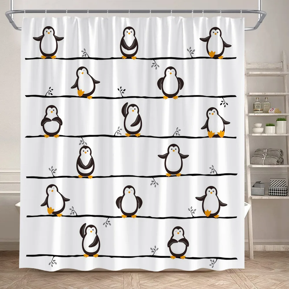 Cute Panda Shower Curtains for Bathroom, Funny Black and White Animals on Bamboo Kids Fabric Bath Curtain,Boys Girls Home Decor