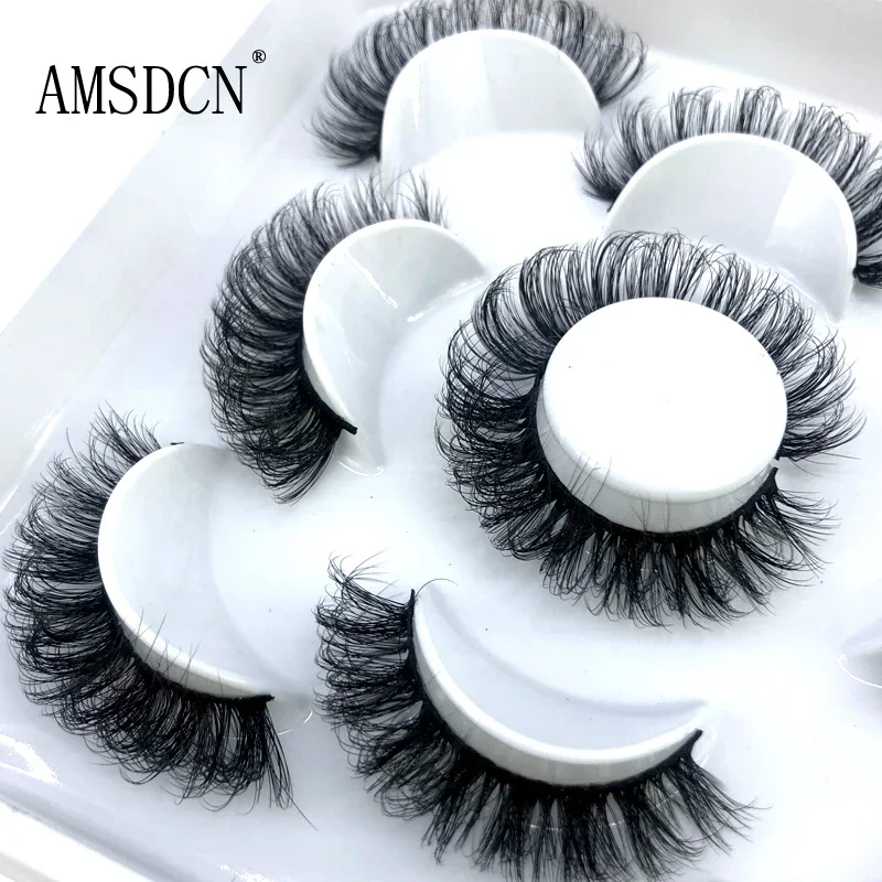 New5 Pairs Fluffy Lashes 8-25mm 3D Mink Lashes Long Thick Natural False Eyelashes Wholesale Lashes Vendors Makeup Mink Eyelashes