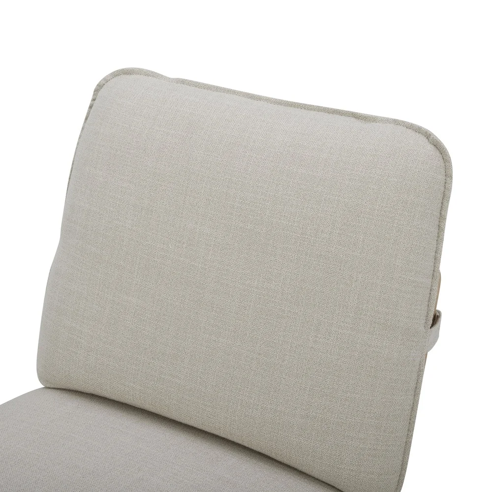 Armless Slipper Accent Chair with Pillow Back Cushion Solid Wood Frame Reinforced Joints Easy Assembly Farmhouse Style