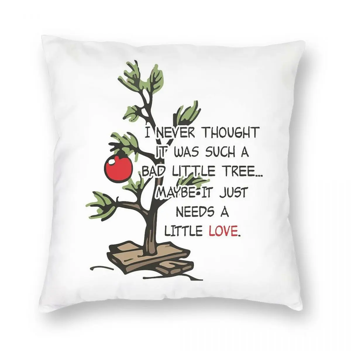 Charlie Brown Christmas Tree Square federa poliestere lino velluto stampato decorativo federa per cuscino fodera per cuscino della stanza