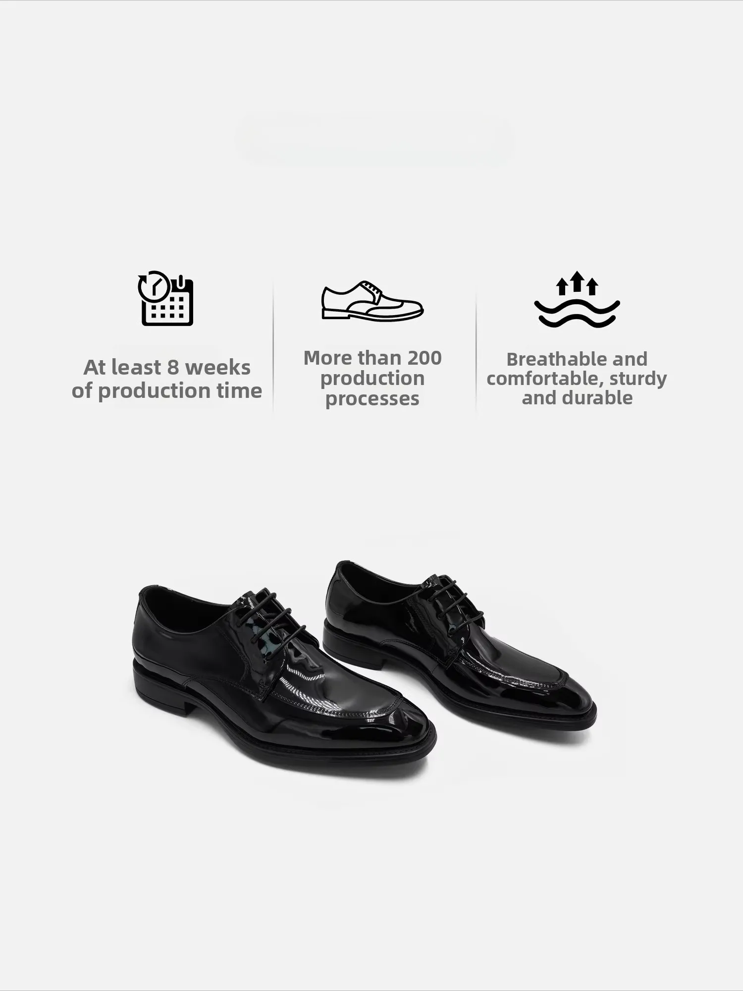 New Men's Casual Business Leather Shoes, Leather Glossy Lace-up Formal Fashion Handmade Men's Shoes