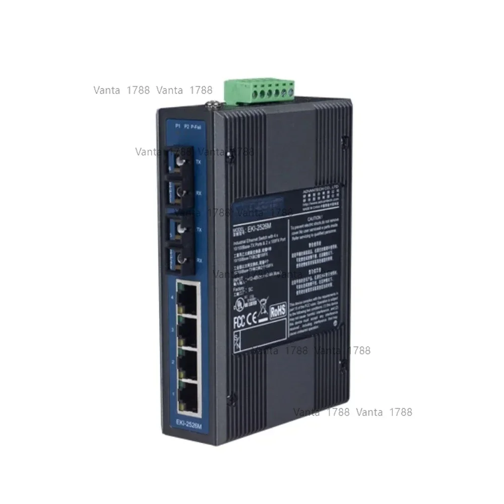 Advantech EKI-2526M 4+2 100FX Port Unmanaged PoE Industrial Ethernet Network Converter Switch DIN Rail Mount
