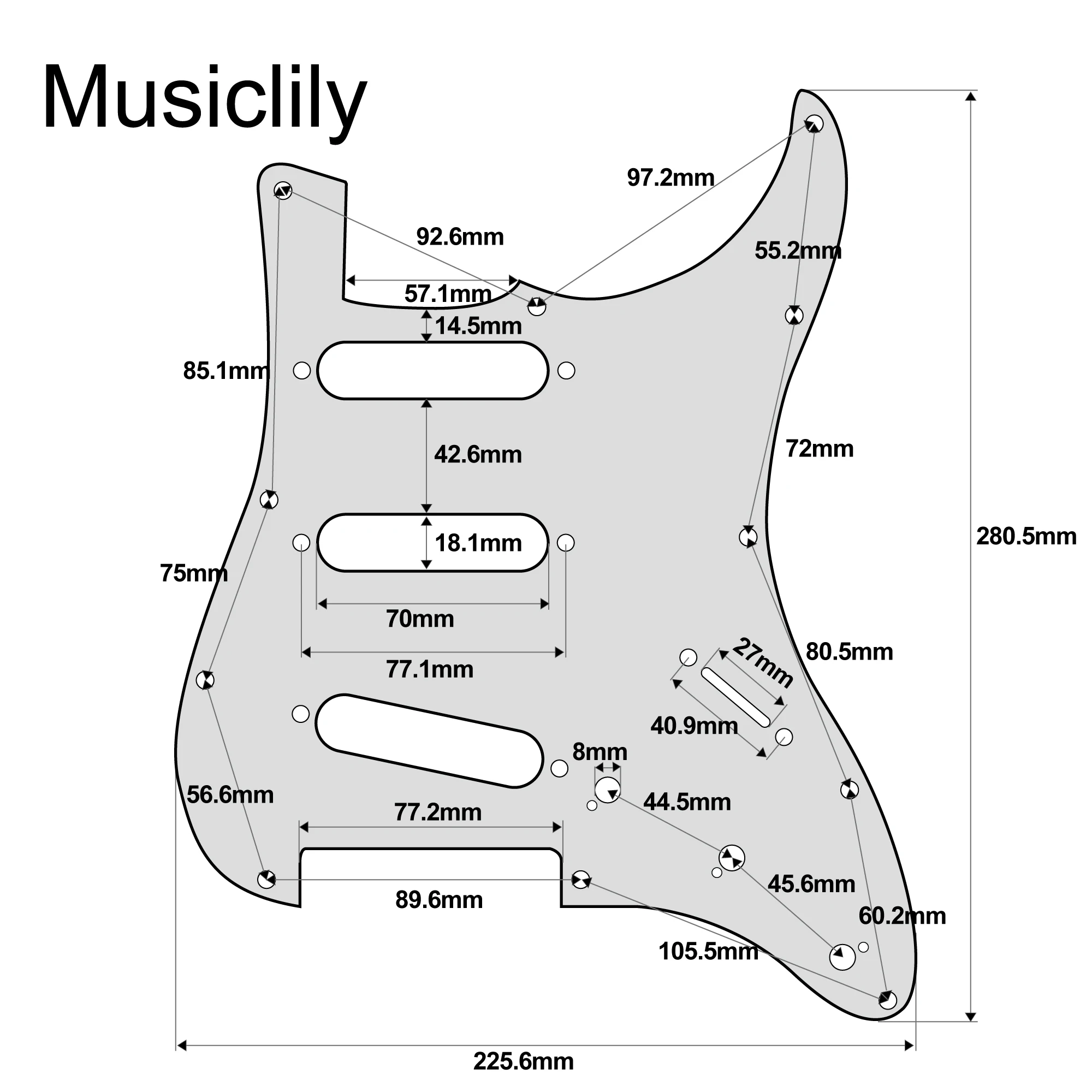 Musiclily Pro 11-Hole ST Guitar Pickguard for Tagima TG-530 ST Style SSS Electric Guitar