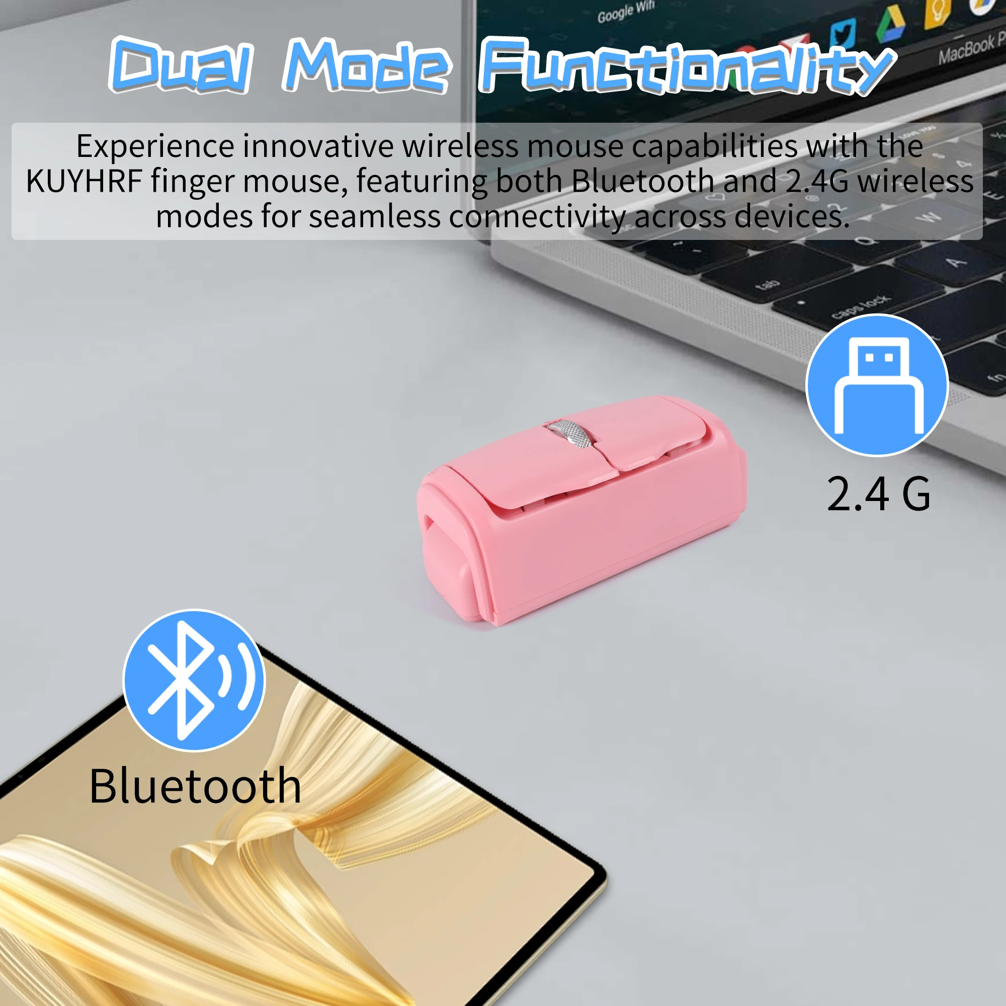 

Wireless Dual-mode Finger Mouse Rechargeable Horizontal And Vertical Dual-use Widely Compatible Light Weight Mini Mouse Office