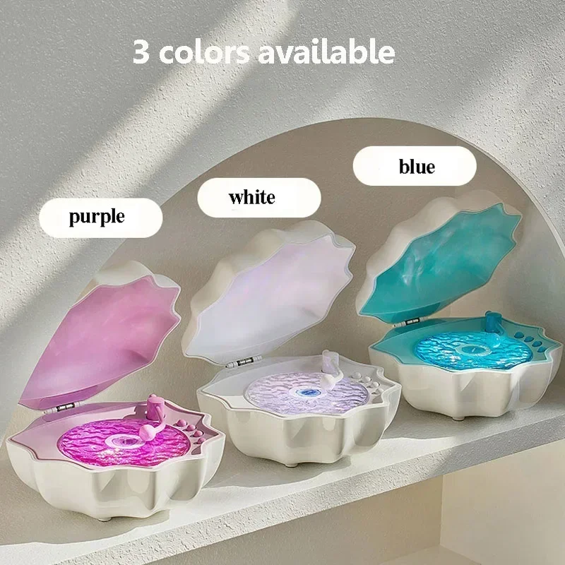 2025 New Shell Lights Audio Wireless Bluetooth Speaker Fantasy Dazzle Colour Projection Lamp High Quality Soundbox White Noise