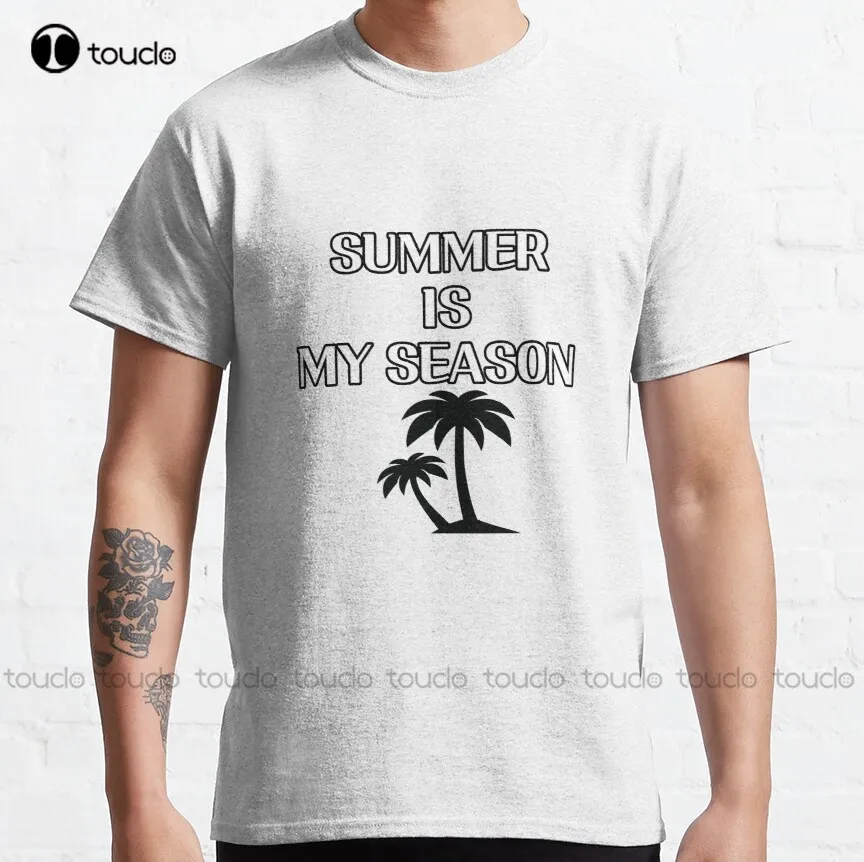 Summer Is My Season Classic T-Shirt Mens Swim Shirt Harajuku Streetwear New Popular Custom Aldult Teen Unisex Christmas Gift New