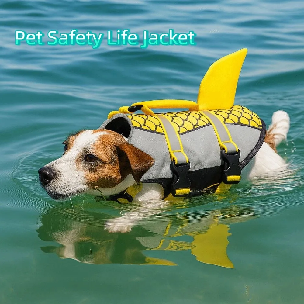

Reflective Shark Dog Life Jacket Waterproof Anti-Crack Dogs Swimming Clothes Enhanced Buoyancy with Handle Dog Safety Vest