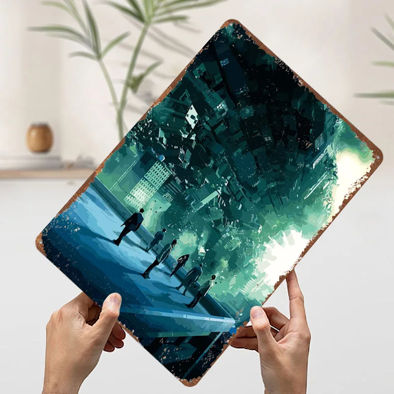 ملصق معدني من Inception، علامات القصدير، أشياء فنية جدارية لتصميم الغرفة، علامة معدنية مخصصة لتزيين المنزل، ملصقات على الحائط