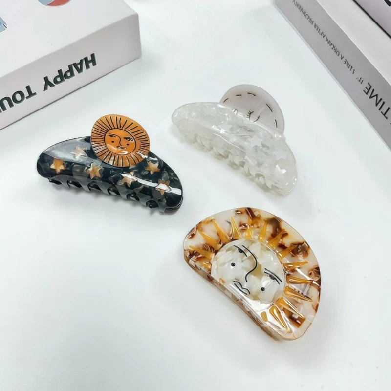 

Sun-inspired Acetate Star Hair Clip Trendy Girls' Premium-Quality Hair Clip Retro-Chic Shark Clip