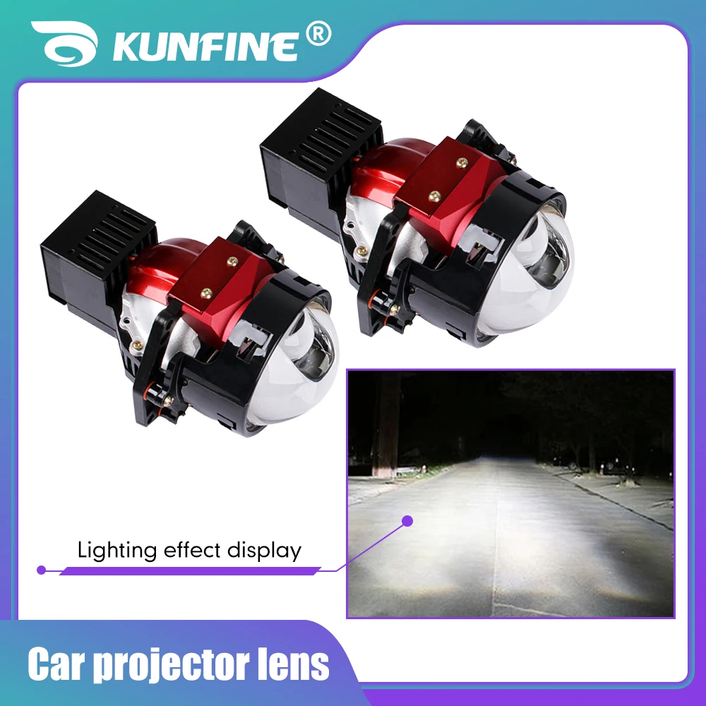 Pair of Bi-Xenon HID Car Fog Light Projector Lens Kit Car Headlight High Low Beam White Light