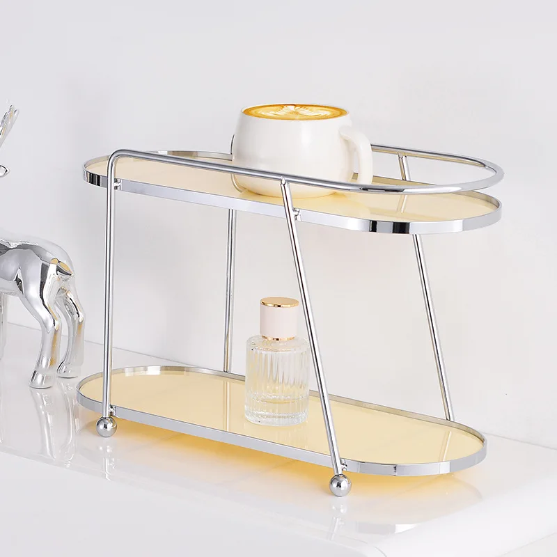 

INS Double-Layer Desktop Storage Rack Acrylic Cosmetic Storage Box Makeup Holder Bathroom Countertop Kitchen Storage Shelf