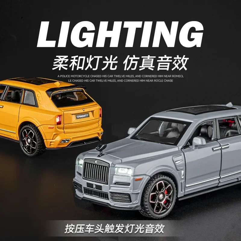 1:36 Rolls-Royce Cullinan Alloy Car Model Simulation Diecast Toys Metal Vehicles With Sound And Light Pull Back Collection Gifts