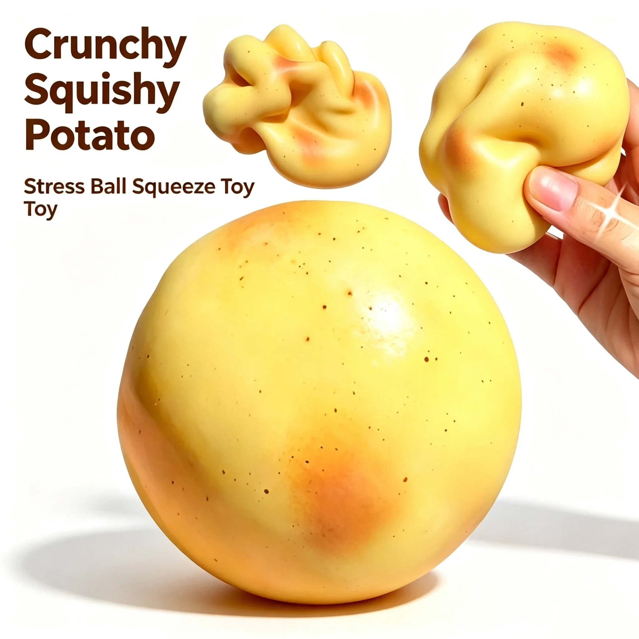 Crunchy Potato Squishy Stress Ball ASMR Fidget Toy Handmade Squeeze Ball Portable Anxiety Relief Sensory Toy for Adults Kids. view 5