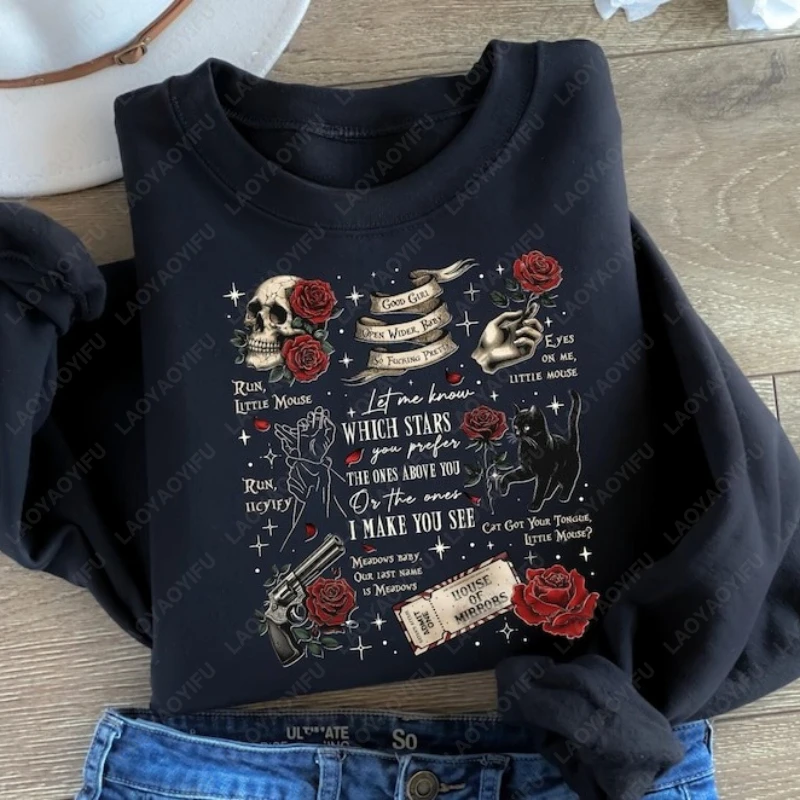Correr pequeno mouse assombrando adeline escuro romance livro moletom com capuz picante smut leitor presentes gato preto gráfico pulôver masculino feminino moletom com capuz