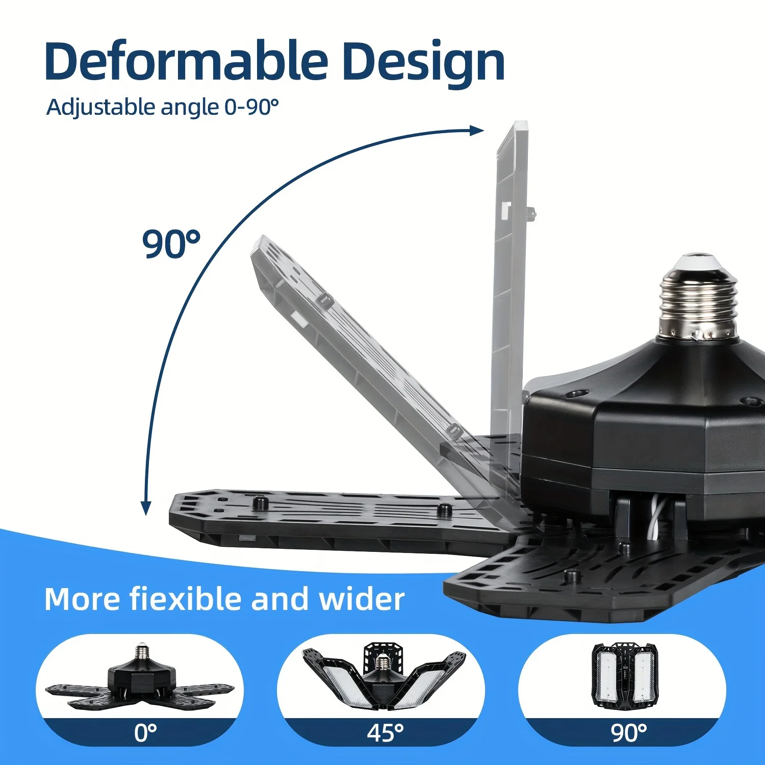 Deformable LED Garage Light With Adjustable Panels LED 45/60/80W AC110V E26/E27 Ceiling Lamp Industrial Lighting for Workshop