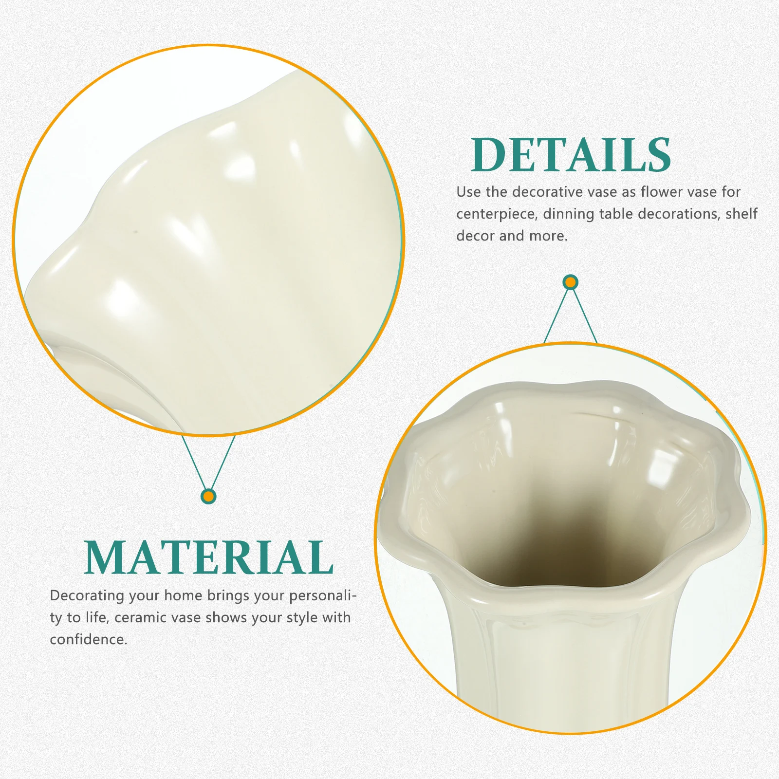 

Vintage Ceramic Vase Decorative Small Flower Arrangement Container Aesthetic Home Office Dining Table Centerpiece