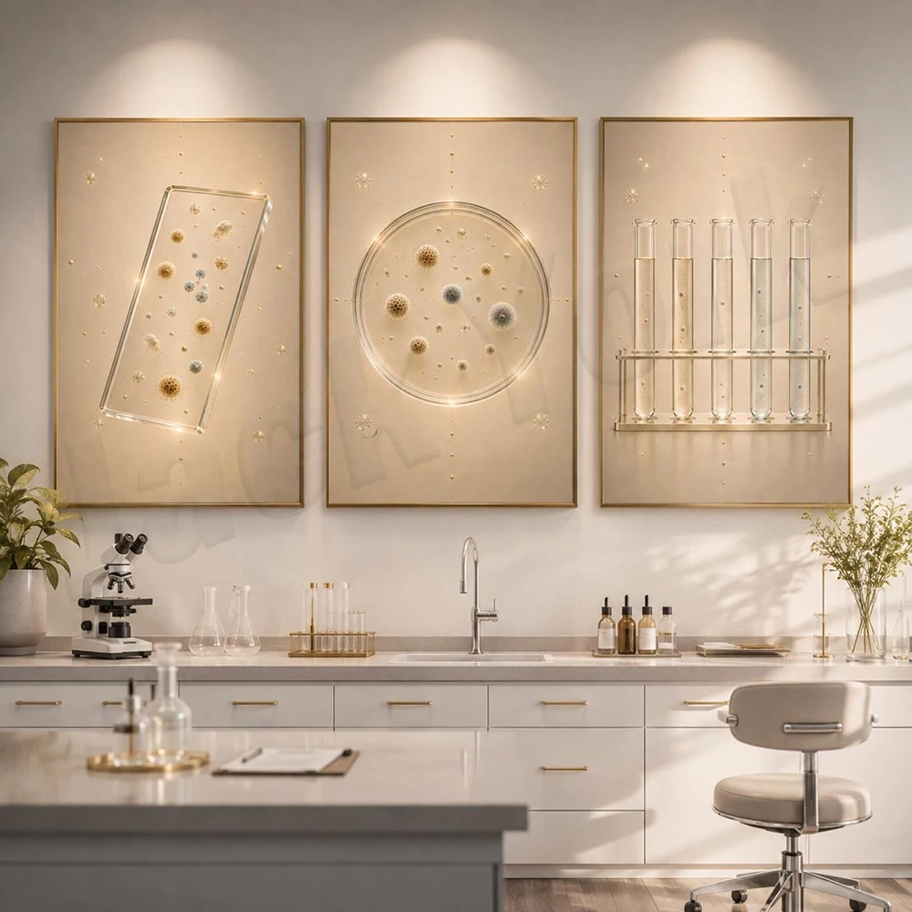 Seasonal allergy art, asthma and allergy clinic prints, pollen, petri dishes, allergy tests, immunology medical office posters