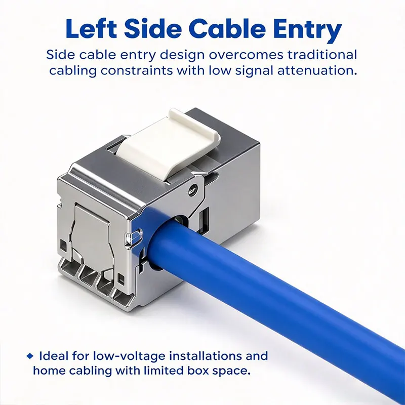 Linkwylan 180Degree STP Multi Entry Tool Free Cat6A Keystone Jack Zinc Alloy 50U Gold Plated Component Rated RJ45 Network Module